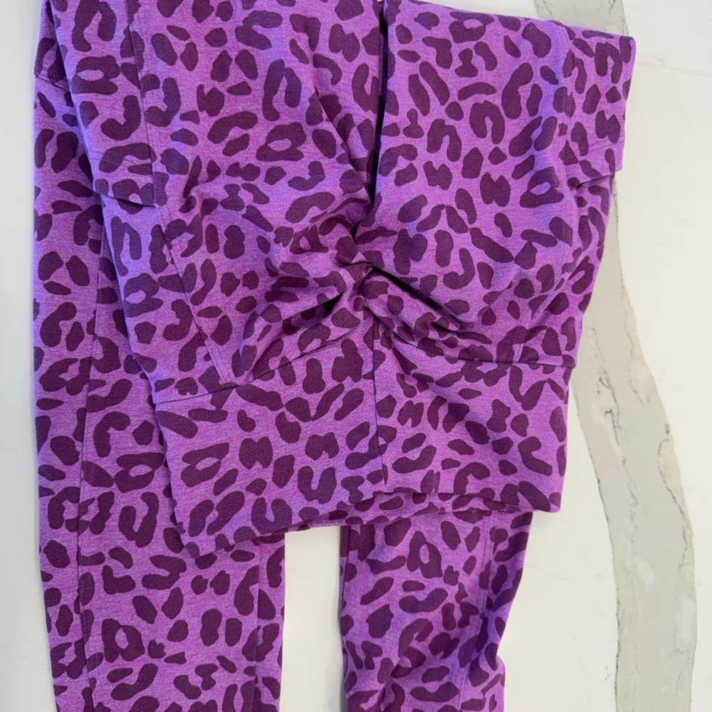 Bombshell Sportswear Purple Animal Print Twist-Waist Leggings